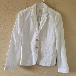 J Crew Women’s Schoolboy 100% White Linen Two-Button Blazer Jacket Size 6